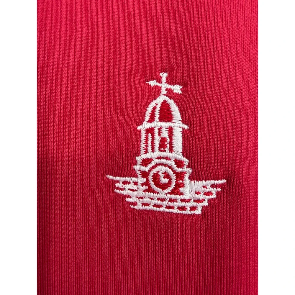 KJUS Mens Red Waffle Knit Quarter Zip Pullover Technical Golf Sweater Logo 2XL